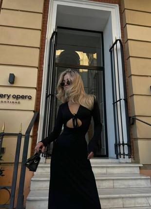 Черное макси платье из вискозы xs s m l силуэтное вечернее миди платье 42 44