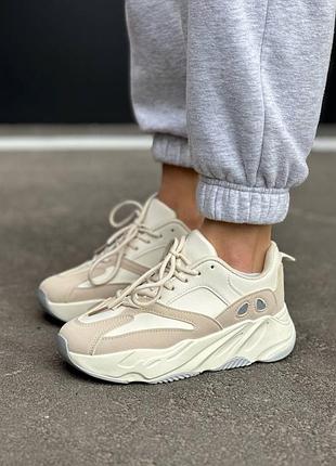 Женские кроссовки бежевые на утолщенной подошве 36-41 кроссовки жеэнсике