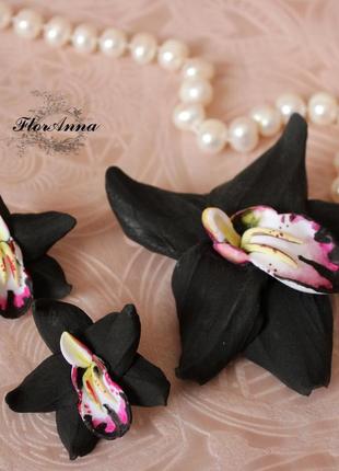 Комплект ручной работы "черные орхидеи"