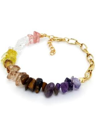 💐⛓️амулет! браслет-цепочка с разноцветной крошкой натурального камня