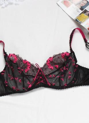 Черный кружевной французский лиф aubade размер 70 е бюстгальтер