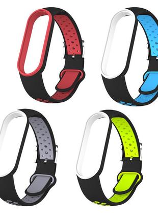 Комплект силіконових ремінців nike style для фітнес-браслета xiaomi mi band 5/6/7 з металевою застібкою