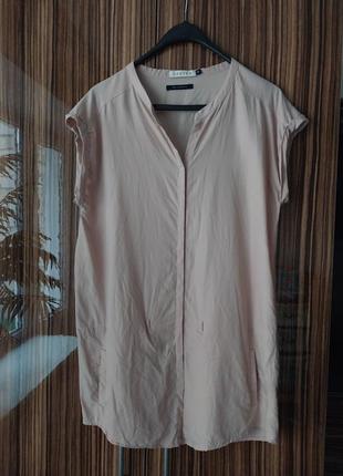 Нюдовая пудровая удлинённая рубашка блузка costes 100% лиоцелл