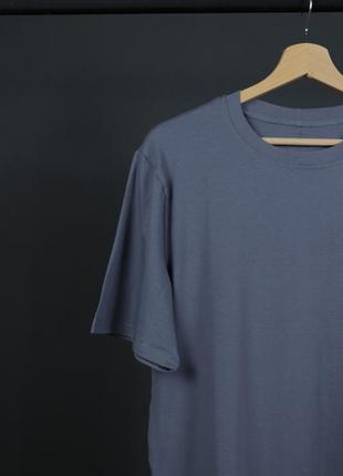 Мужская футболка однотонная серо-синяя люкс качество2 фото