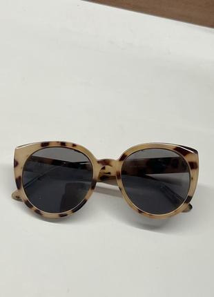 Леопардовые бежевые круглые солнечные очки, коричневая оправа zara mango &amp; other stories