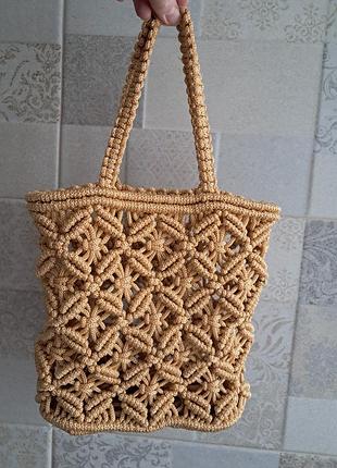 Сумка макраме золото сумка вязаная в стиле макраме