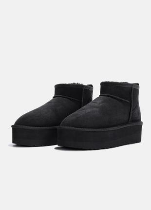 Натуральні уггі ugg women's classic ultra mini platform mini black9 фото