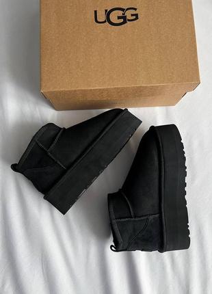 Натуральні уггі ugg women's classic ultra mini platform mini black6 фото