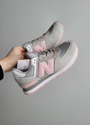 Женские кроссовки new balance 574 grey pink1 фото