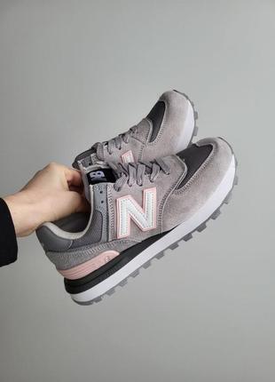 Женские кроссовки new balance 574 grey pink1 фото