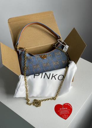 Жіноча сумка pinko half moon mini denim синя / подарунок на 8 березня3 фото