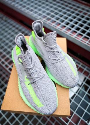 Adidas yeezy boost 350 v2 "wolf grey/green glow" 🆕 мужские кроссовки адидас 🆕 серые7 фото