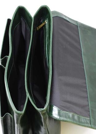 Діловий шкіряний чоловічий портфель у зеленій глянцевій шкірі tarwa ge-2068-4lx2 фото
