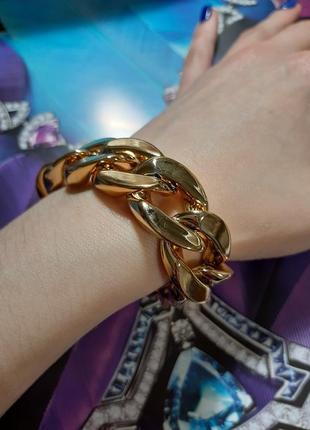 Браслет цепь крупная цвет золото
