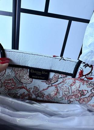 Сумка шоппер женская тканевая красная белая брендовая в стиле dior6 фото
