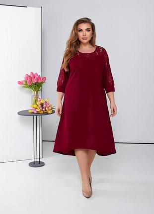 Платье трапеция с гипюром в блестках 50-60 р-р