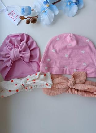Шапочка для новорожденных чалма шапка хлопок кулир
