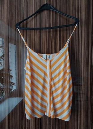 Фирменная натуральная хлопковая майка блузка топ в полоску на пуговицах