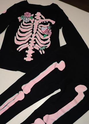 Піжама, спальний комплект george, скелет, світиться в темряві3 фото