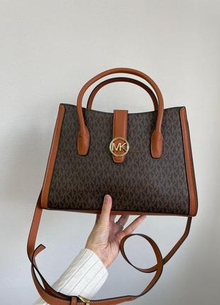Premium ❗️ сумка в стиле michael kors gabby large logo satchel brown