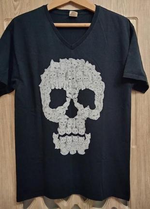Футболка skull &amp; cats , череп , коти  , арт
