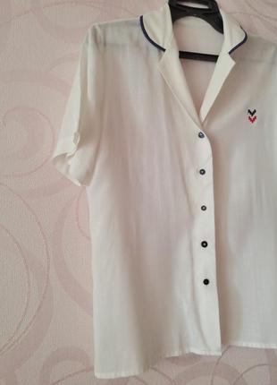 Белая рубашка в коротким рукавом, винтаж