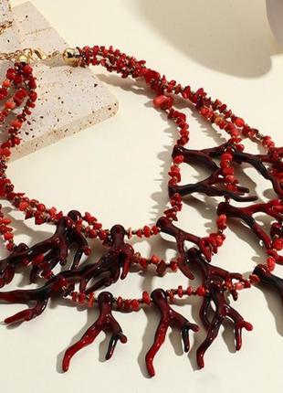 Колье кораллы бижутерия имитация ожерелье этно манисто вышиванка2 фото