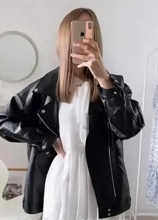 Женская куртка косуха из экокожи. хит 2024. большие размеры.1 фото