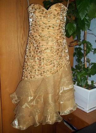 Сукня випускна, коктейльне, вечірній, золоте, коктельное для фотосесії3 фото