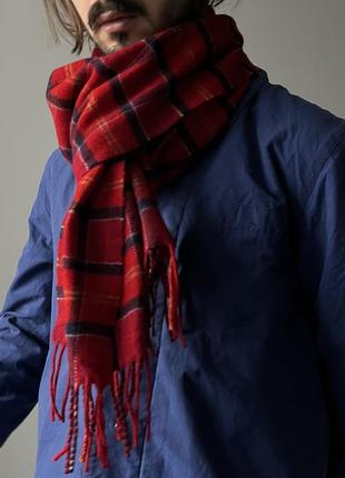 Barbour england wool tartan scarf made in scotland оригинал шарф шерсть классика стильный британский новый красный клетка мягкий дорогой5 фото