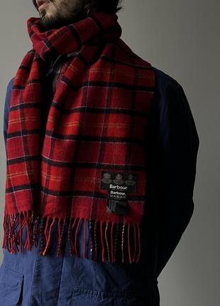 Barbour england wool tartan scarf made in scotland оригинал шарф шерсть классика стильный британский новый красный клетка мягкий дорогой4 фото