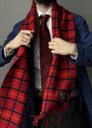 Barbour england wool tartan scarf made in scotland оригинал шарф шерсть классика стильный британский новый красный клетка мягкий дорогой