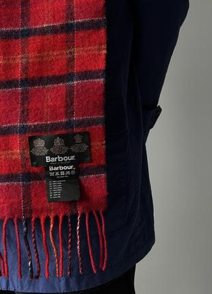 Barbour england wool tartan scarf made in scotland оригинал шарф шерсть классика стильный британский новый красный клетка мягкий дорогой2 фото