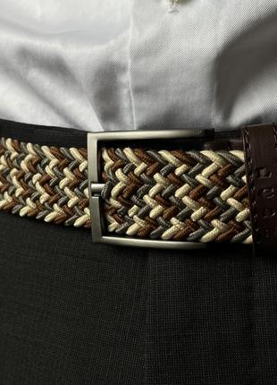 Ремінь стильний мінімалізм вязаний еластичний гарний коричневий зручний1 фото