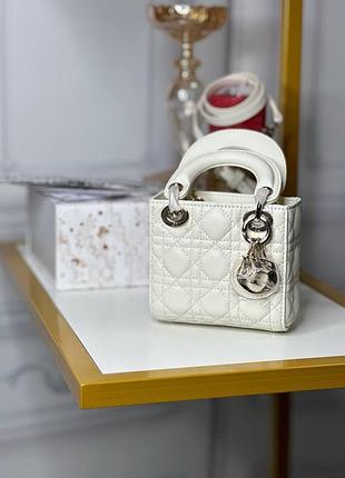 Сумка dior lady micro белая люкс 3