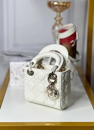 Сумка dior lady micro белая люкс 2