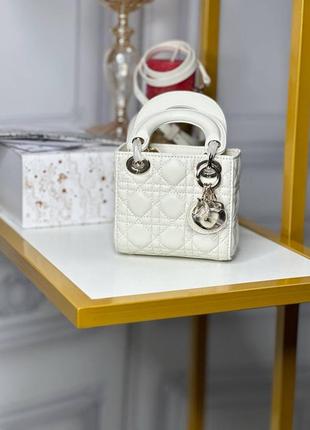 Сумка dior lady micro белая люкс 6