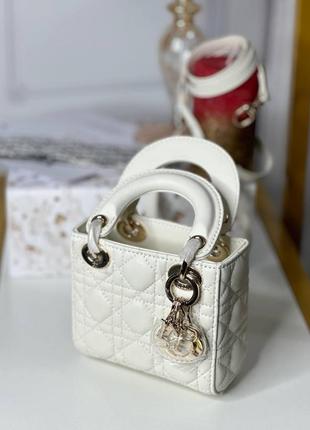 Сумка dior lady micro белая люкс 5