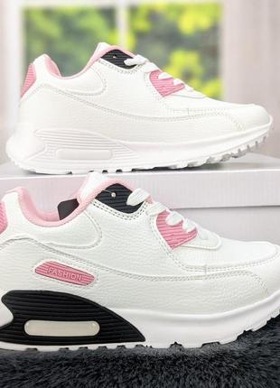 Кросівки жіночі білі з рожевим демісезонні fdek 4372
