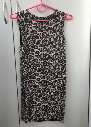 Леопардовое летнее платье xs/s terranova