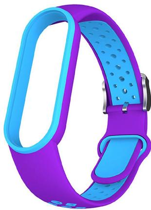 Силиконовый ремешок nike style для фитнес-браслета xiaomi mi band 5/6/7 с металлической застежкой фиолетовый с