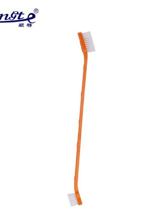Двостороння зубна щітка для котів помаранчева