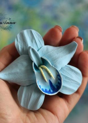 Заколка цветок "голубая орхидея" (1шт)