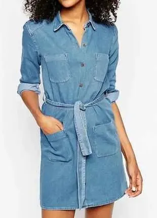 Джинсовое платье голубого цвета джинс