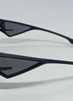 Очки унисекс солнцезащитные модного дизайна футуристические черные матовые4 фото