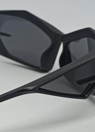 Очки унисекс солнцезащитные модного дизайна футуристические черные матовые7 фото