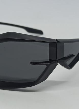 Очки унисекс солнцезащитные модного дизайна футуристические черные матовые3 фото