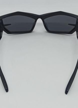 Очки унисекс солнцезащитные модного дизайна футуристические черные матовые6 фото
