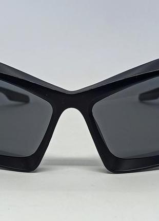 Очки унисекс солнцезащитные модного дизайна футуристические черные матовые2 фото