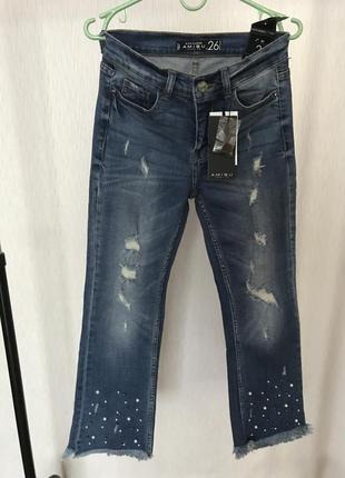 Шикарные джинсы клеш с бусинами amisu2 фото